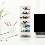 CRUGLA Small Plastic 7 Drawer Desktop Storage System, Organizer Box, Storage Container(5X7X13), White (Mini)