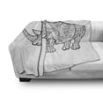 thumbnail image 3 of Animal Soft Flannel Fleece Throw Blanket, Hand Drawn Sketch of an Animal with Horn Motifs Floral and Geometric, Cozy Plush for Indoor and Outdoor Use, 60" x 80", Charcoal Grey and White, by Ambesonne, 3 of 6