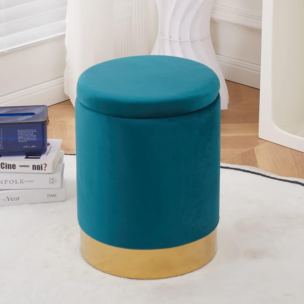 Casa Pura Furniture Elegant Storage Ottoman with Decorative Wooden Lid Modern Stylish Storage Solution for Living Room, Bedroom, and More