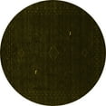 thumbnail image 1 of Ahgly Company Machine Washable Indoor Round Abstract Yellow Contemporary Area Rugs, 5' Round, 1 of 4