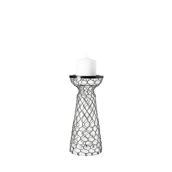 Mercana Shandra I Small Black Metal Snakeskin Pattern Glass Table Candle Holder