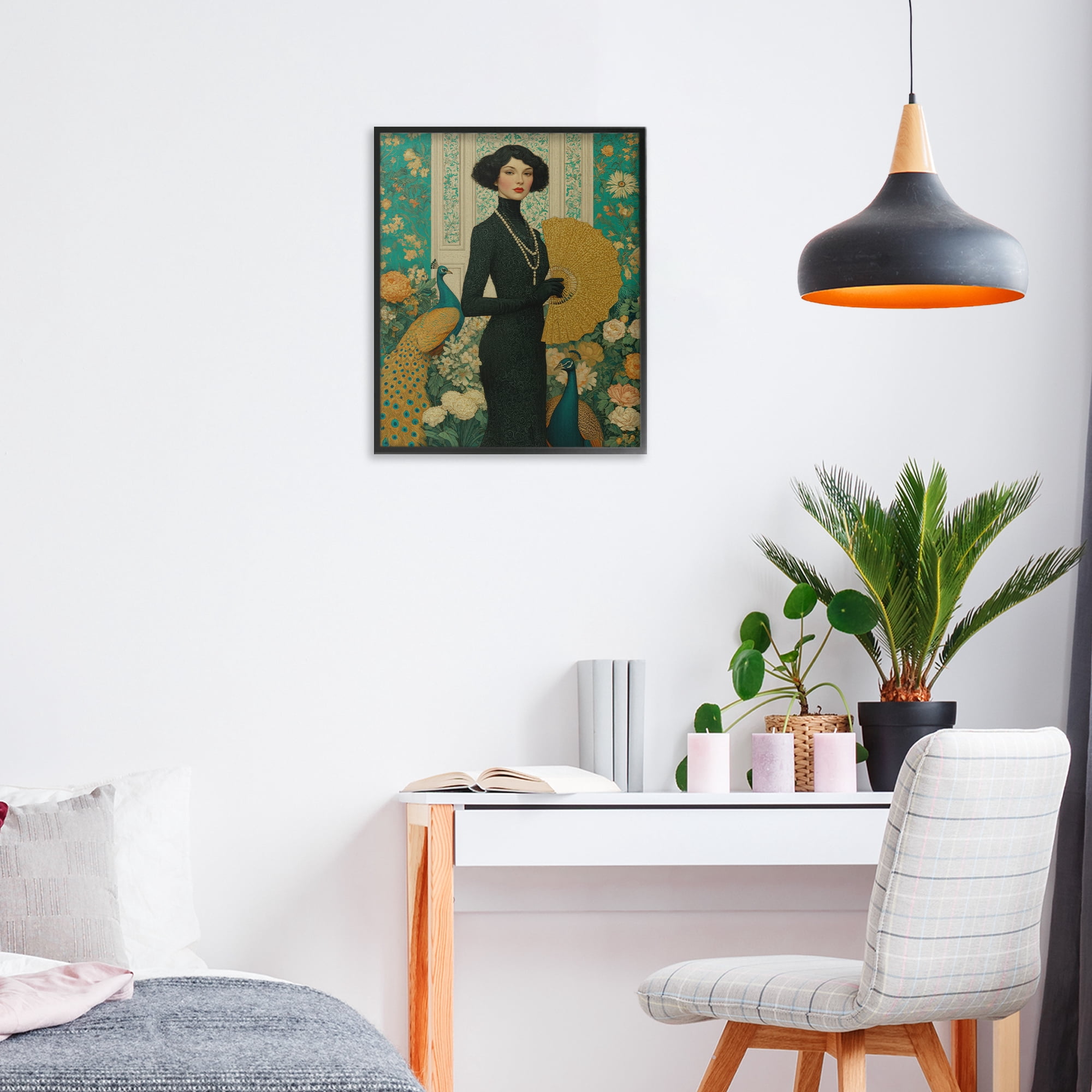 Stupell Industries Floral Velvet Reign Black Framed Giclee Art, design by A Barefoot Stylist
