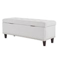 thumbnail image 5 of Zimtown 43'' Ottoman with Storage Organizer, Footstool with Flip-up Lid, Bench for Footrest and Seat Linen for Entryway, Coffee Sofa Beside Table Home Decor Furniture, off White, 5 of 21