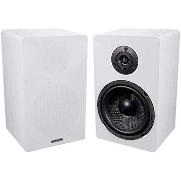 Pair ROCKVILLE RockShelf 68W White 6.5" Home Bookshelf Speakers W/Kevlar Woofers