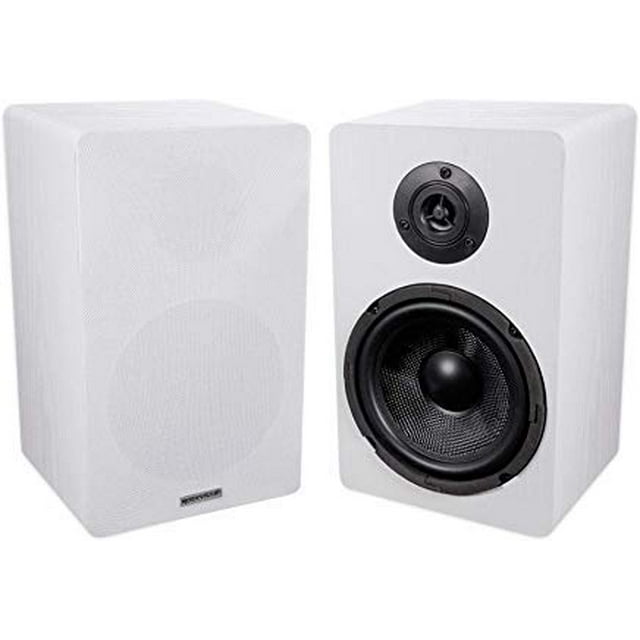 Paire ROCKVILLE RockShelf 68W Blanc 6,5 Pouces Haut-Parleurs d'Étagère à Livres pour la Maison avec Woofers en Kevlar