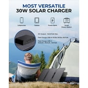 30W Solar Charger with Kickstand, BigBlue SolarPowa 30 ETFE Solar Panel Charger with DC, PD 20W USB-C and USB-A, IP65 Waterproof, Compatible with iPhone, Samsung, iPad, Small Power Station