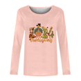 thumbnail image 4 of Fayshow0 New Years Thanksgiving Shirts For Women Women's Fashion Printing Classic Long Sleeve T-shirt Round Neck Tops Long Sleeve Round Neck Tops/Shirt,Pink XXL, 4 of 4