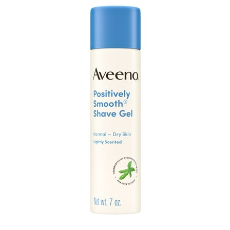 Aveeno Positively Smooth Shaving Gel with Aloe, Shave Cream for Men and Women, Lightly Scented, 7 oz