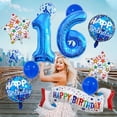 thumbnail image 2 of Set de globos de fiesta para cumpleaños número 16, artículos con temática azul colorida, 2 of 5