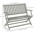 thumbnail image 2 of SSyao Wood Outdoor Bench, 2-Person Foldable Patio Acacia Wood Garden Bench with Backrest and Armrests for Garden, Porch, Park, Balcony, Gray, 2 of 8