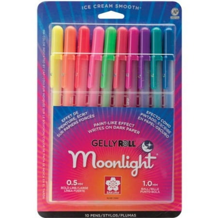 Jelly Roll Gel Pens Sakura 38176 10-Piece Gelly Roll Assorted Colors Blister Card Moonlight 10 Bold Point Gel Ink Pen Set ()