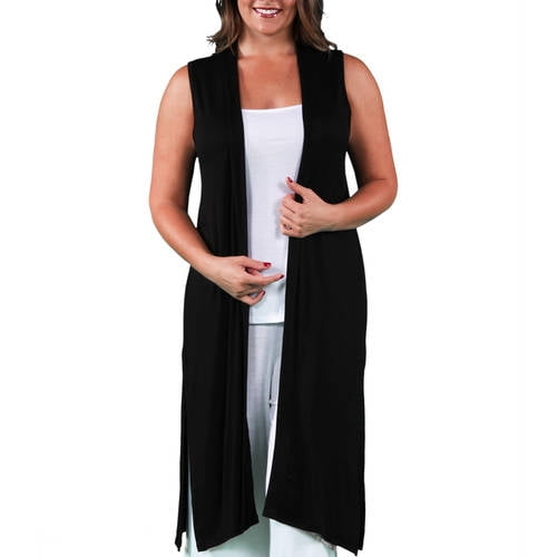 Women's Plus Size Sleeveless Long Shrug 