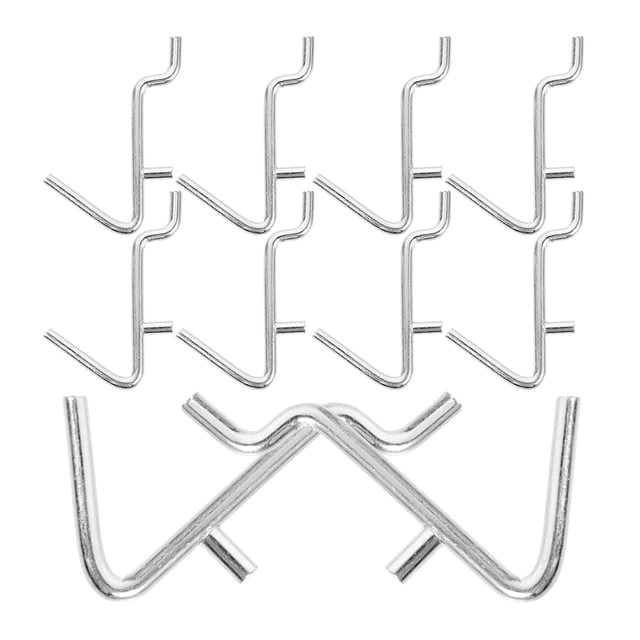 HEATSHAKING 10Pcs Stainless Steel Pegboard Hooks V Shape Design for Garage Workbench Tool Storage Organizer