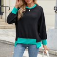 thumbnail image 5 of Yokua Women's Loose Long Sleeve Crew Neck Colorblock T-Shirt Casual High-Low Hem Ribbed Knit Top, 5 of 10