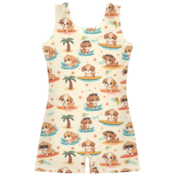 Gymnastics Leotard Sleeveless Surfboard Dog Stretchy Dance Bodysuit Breathable Athletic Ballet Yoga Outfit for Ages 3-14
