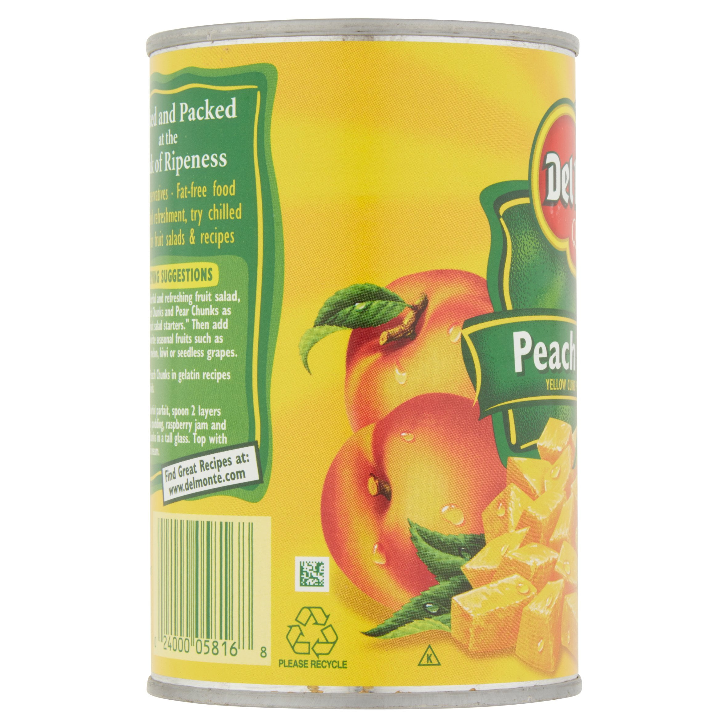 Del Monte Yellow Cling Peach Chunks Canned Fruit 15.25 oz Can (Pack of 4)