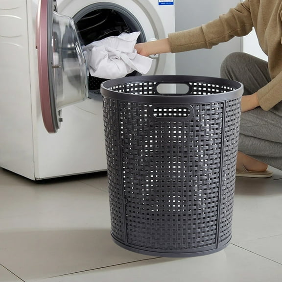 YIMWNYI Household Plastic Clothes Storage Basket, Durable Laundry Hamper with Handles for Easy Transport, Hollow Design for Ventilation, Smooth Finish to Prevent Damage, Ideal for Organizing Clothes