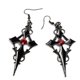 thumbnail image 3 of Para aretes colgantes con cruz y colgante de crucifijo negro gótico con diamantes de imitación rojos, 3 of 5