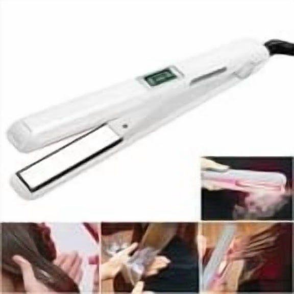 Professional Recovers Damaged Hair Tool with Ultrasonic Infrared Hair Care Iron, Cold Flat Iron Hair Treament Styler, LCD Display, Infrared Hair Straightener Ceramic Flat Iron (White)
