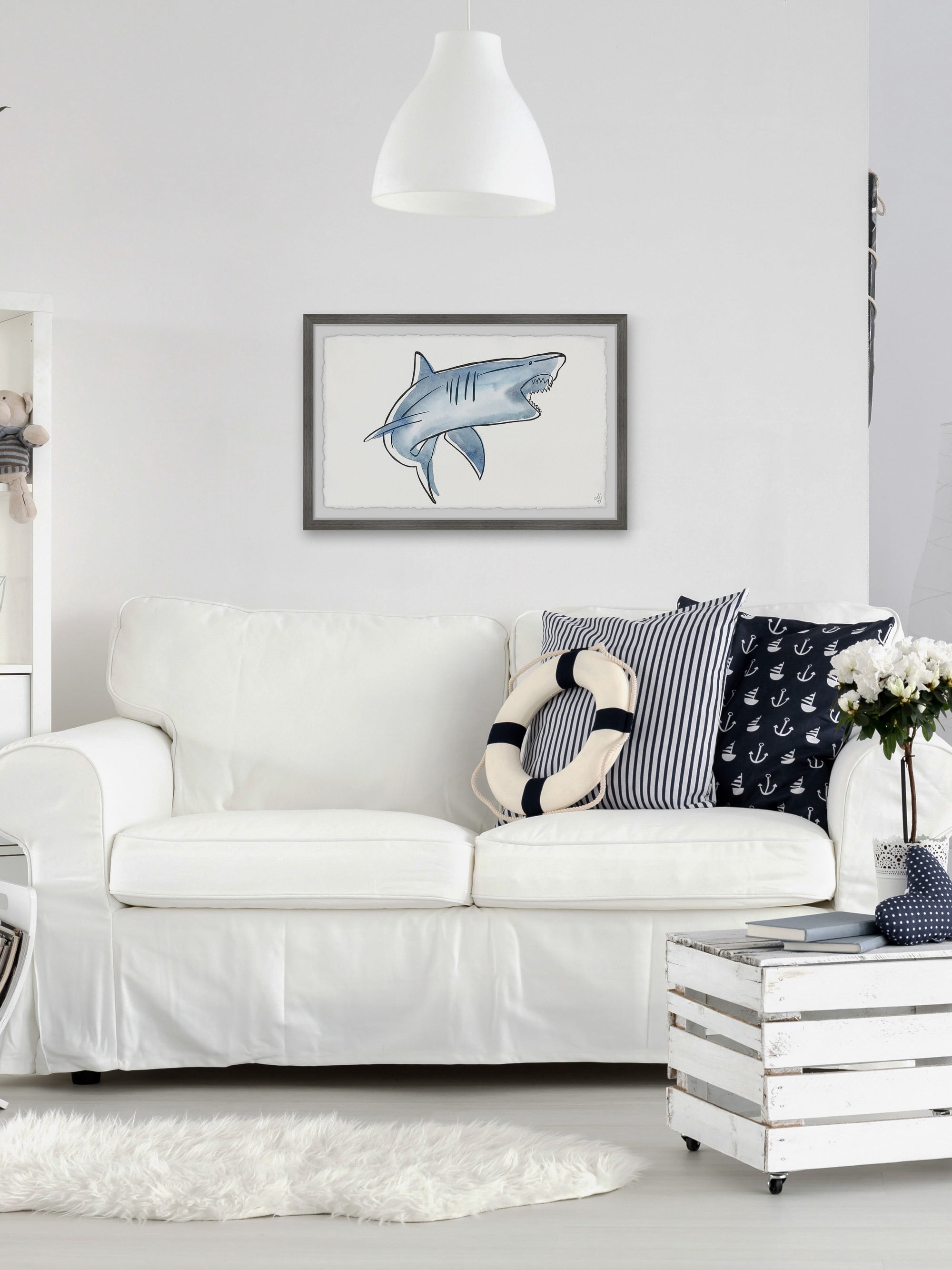 Marmont Hill Biting Shark Framed Wall Art