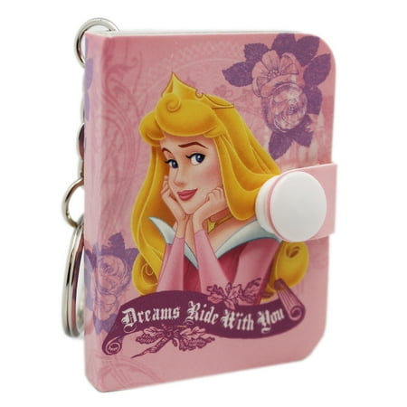 Disney Princess Aurora Light Pink Cover Mini Notepad Keychain