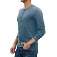 JWD Men's Henley Long Sleeve Cotton Casual TShirt, VG Blue, US Large