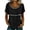 02# Black, variant on Summer Tops for Women Short Sleeve Lace Patch Casual Dressy Blouses Trendy Shirts Round Neck Loose Fit Tunic Top Blue L