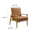 thumbnail image 4 of Accent Chair, Oak Tan, Faux Leather, Wood, Living Room Lounge Cafe Lobby Hospitality Restaurant, Modern Contemporary, HB37046, 4 of 9