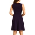 thumbnail image 4 of INSPIRE CHIC Women's Wear to Work Solid Color Sleeveless A-Line Flared Midi Dresses S Dark Purple, 4 of 7