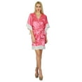 thumbnail image 6 of Bimba Women Kimono Sleeve Short Satin Robe Bride Bridesmaid Robe Lace Coverup, 6 of 6