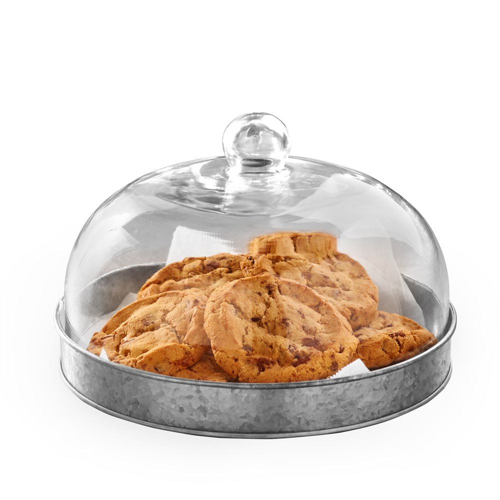 Glass Domed Cake Stand Serving Plate for Confectionery and Baked Goods Galvanized Walmart