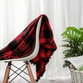 thumbnail image 4 of Unique Bargains Soft Plush Couch Plaid Fleece Throw Blanket, 50" x 60", Red and Black, 4 of 8