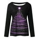 thumbnail image 4 of Pntutb Blusa de manga larga con cuello redondo y estampado de árbol de Navidad para mujer Pntutb Pntutb-452, 4 of 5