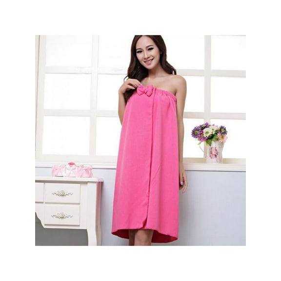 Women's Bath Towel Bathrobe, Microfiber Robe Absorbent Bow Soft Solid Color Shower SPA Bath Towel Bath Robe
