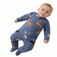thumbnail image 3 of Emy Dola Baby Boys' One-Piece Footies 100% Cotton Bodysuit For 0-12M Infant Long Sleeve Zipper Onesies Newborn Spring Fall Romper Outfits, 3 of 8
