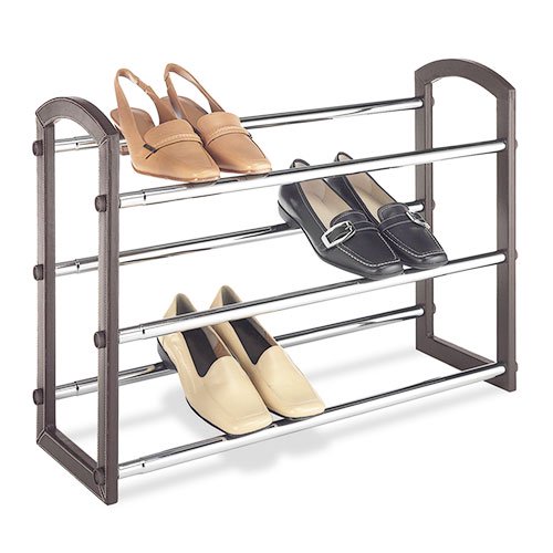 Whitmor Expandable 3Tier Shoe Rack, Faux Leather