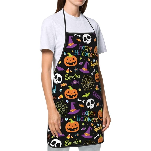 Clearance Under $3 Halloween Kitchen Apron – Black, Adjustable, Machine Washable, Holiday Cooking Gift