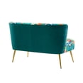 thumbnail image 5 of Home Armless Loveseat Sofa Fabric Flower Bench Bed Chair Golden Leg Bedroom Living Room Blue, 5 of 10