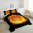 thumbnail image 4 of Erosebridal Teens Basketball Bedding Sets King with Comforter, Cartoon Fire Duvet Insert, Sports Theme Decor, Reversible 3pcs, 4 of 8