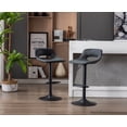 thumbnail image 4 of Guyou Modern Swivel Leather Bar Stools Set of 2, Adjustable Height Kitchen Island Chairs with Hollow Back, Black, 4 of 13