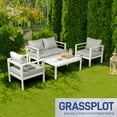 thumbnail image 6 of Ktaxon 4 Pieces Cast Aluminum Sofa Set, Metal Sofa Set for Patio and Garden with Cushion, White, 6 of 7