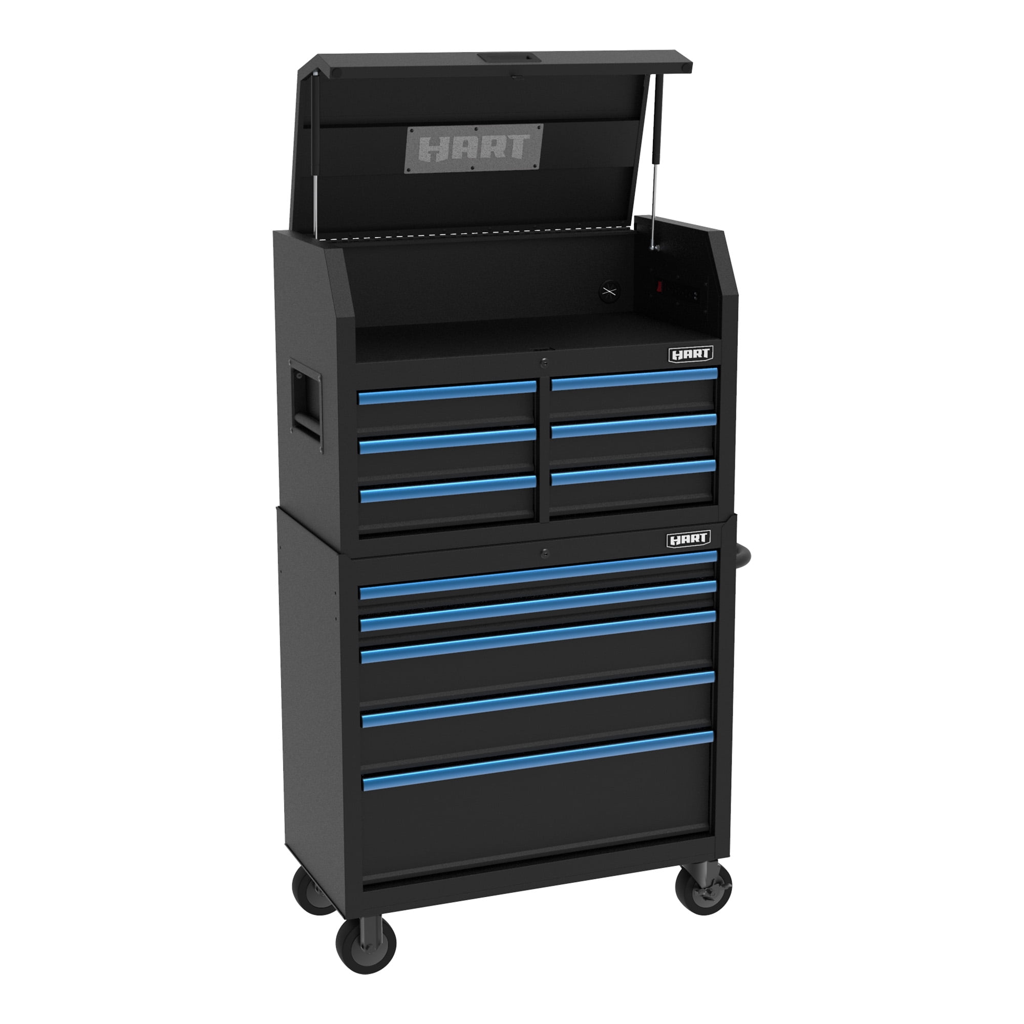 HART 36-Inch 5-Drawer Rolling Tool Cabinet, Locking Steel Garage Storage, Black