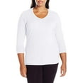 thumbnail image 3 of Just My Size Tee-Shirt à Manches Longues Col en V pour Femmes, 2X, Blanc, 3 of 4