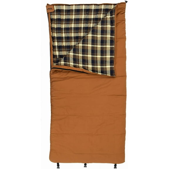 ALPS OutdoorZ Redwood -10° Sleeping Bag, Plaid Flannel Lined, Cotton Canvas