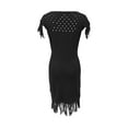 thumbnail image 3 of Diufon Knit Cotton Dresses for Women Solid Color Hem Fringe Dress Crewneck Cap Sleeve Hollow out Dress, 3 of 5