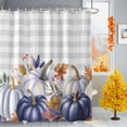 thumbnail image 2 of Shower Curtains for Bathroom-72"x72",Thanksgiving Blue Pumpkins Waterproof Bath Curtain Grommet Shower Curtain Set, 2 of 7