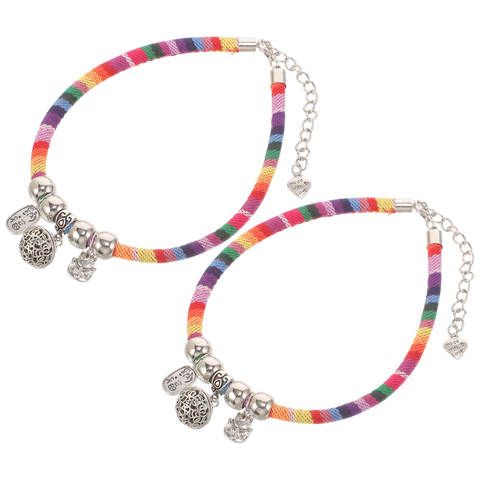 FELTECHELECTR 2Pcs Decorative Cat Collar Ornament with Ring Bell Adjustable Durable Pet Neckwear