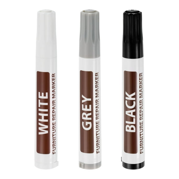 Uxcell Furniture Repair Wood Markers, 3 Pack 3 Colors Touch Up Filler Sticks, Oil Based Paint Markers for Scratches, Wood Floors, Tables, Cabinet, Cover Ups, Carpenters