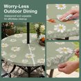 thumbnail image 5 of Round Outdoor Tablecloth with Umbrella Hole and Zipper, Sage Green Spring Floral Tablecloth with Elastic Waterproof, Daisy Flowers Elegant Farmhouse Art Patio Table Covers for 36" - 44" Pool Tables, 5 of 9