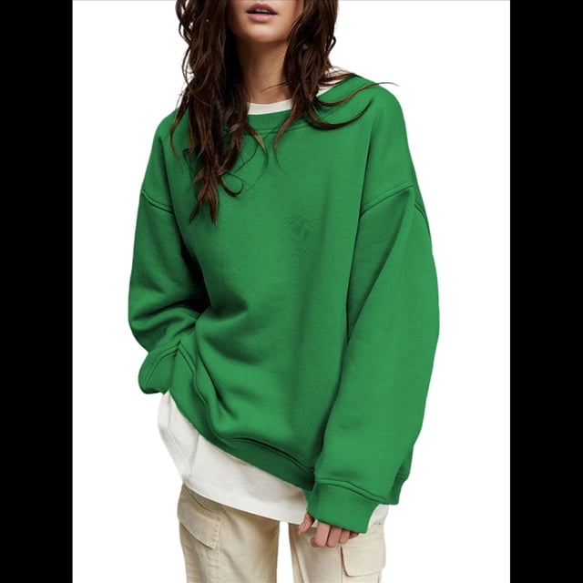 Sudadera de Mujer con Cuello Redondo de Gran Tamaño Y2K, Suéter de Moda de Otoño e Invierno, Jersey. Verde S
